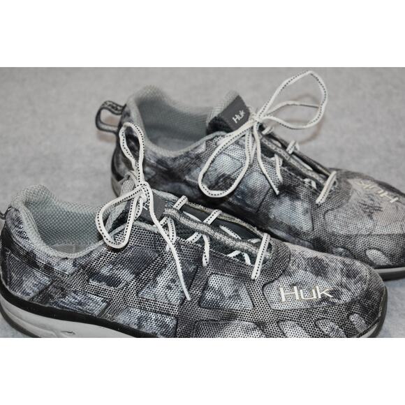 HUK Attack Performance Fishing Water Shoes Sneakers Mens Size US 12 Gray Camo - Picture 2 of 9